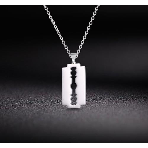 Cazador Razor blade Necklace Shaver Shape Pendant Necklace Stainless Steel Cool Steel Necklace For Men Hip Hop Necklace Jewelry