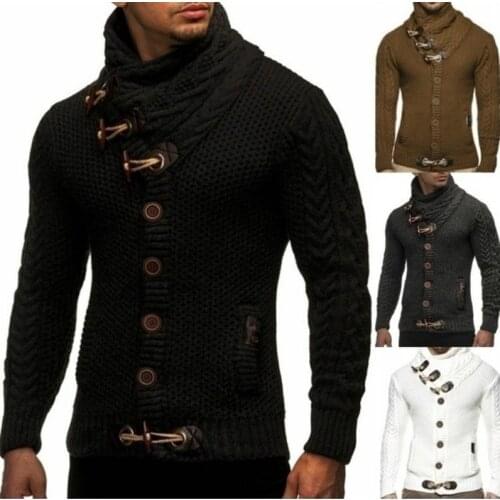2021 Sweaters Mens Clothes Fall/winter Slim High-neck Single-breasted Cardigan Plus Size Long-sleeved Knitted Sweater Jackets