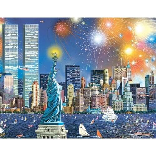 Diy 5D New York Manhattan City Skyline Full Diamond Painting Cross Stitch Kits Scenic liberty Goddess Icon 3D Paint By Diamonds