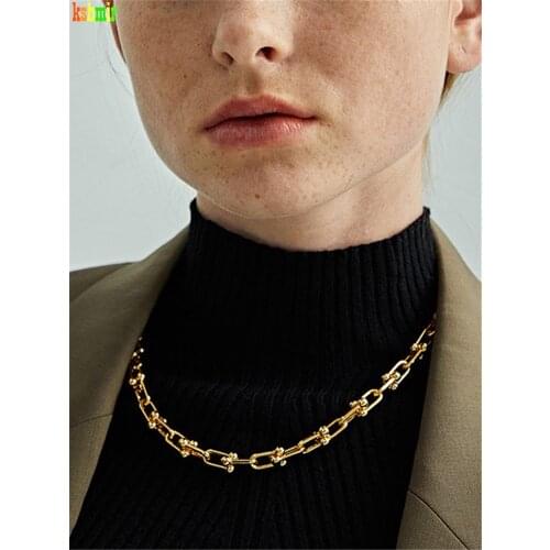 Kshmir Chain button box set of gold blend retro exaggerated necklace chain necklace female contracted necklace hot accessories
