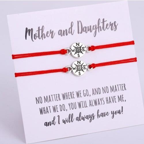 A SET-Mother Daughter Compass Adjustable Bracelets Grandma Granddaughter Charms Women Girls Unisex Jewelry Gift