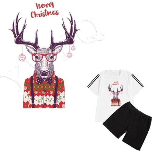 Patches For Clothes Christmas Goat Iron On Clothes Heat Transfer Stickers Diy Accessory Fashion Stickers On Clothes