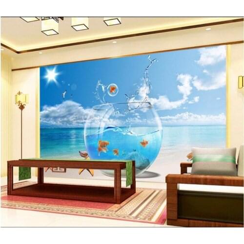 Custom mural 3d room wallpaper sea fish tank home decoration painting 3d wall murals wallpaper for living room walls 3 d