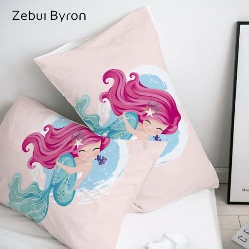 3D Cartoon Pillow Case Pillowcase Custom/50x70/70x70 Decorative Pillow Cover,Mermaid Bedding for Kids/Baby/Children/Boy/Girl