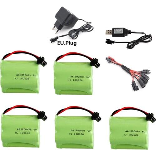 6v 1800mah NI-MH Battery + 6V Charger For Rc toys Boats Cars Tanks Robots Guns NIMH AA 6v Rechargeable Battery Pack 1Pcs to 5pcs