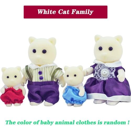 New Children Toys Miniatures Furniture For Dolls 1/12 Forest Animal Family Action Figure Doll Set White Cat Family Diy Girls Toy