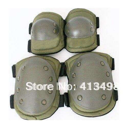 Wholesale free shipping Tactical knee and elbow protector pads set Green Four pieces one set good quality