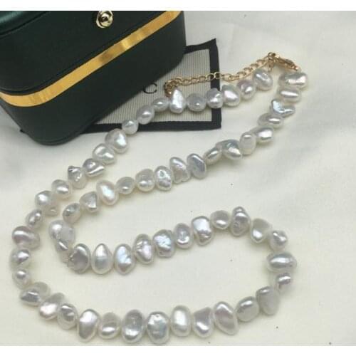 New Unique Baroque Pearl Necklace White Color Genuine Freshwater Pearl Fine Jewelry Wedding Party Birthday Charming Women Gift