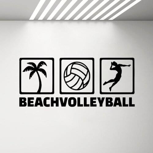 Beach Volleyball Logo Wall Sticker Sports Bedroom Vinyl Art Decals Home Interior Decoration Waterproof High Quality Mural G698