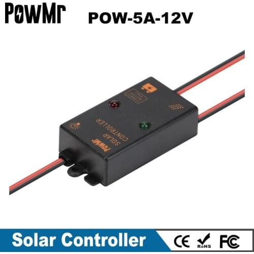 PowMr 5A 12V Solar Panel Charger Controller IP67 for Small Solar Home Use Mini Size Solar Controller Load Working 24 Hours New