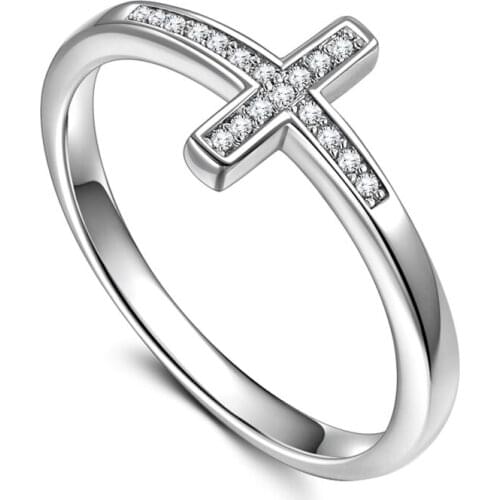 JK Simple Cross Women Finger Ring Inlaid Shine CZ Stone Daily Wear Fashion Rings Anniversary Girl Gift Versatile Jewelry Hot