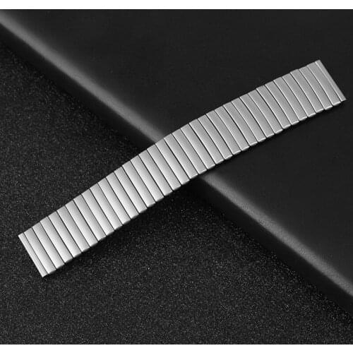 Silver Stainless Steel Elastic 20mm 22mm Watch Straps Men Black Replacement Watchband Practical Stretchable Length None Buckle