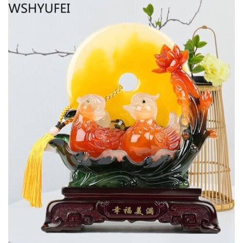 WSHYUFEI Retro fish statue decoration Lucky Fortune Office Cabinet Table Resin Crafts Living Room Home Ornaments Wedding Gifts