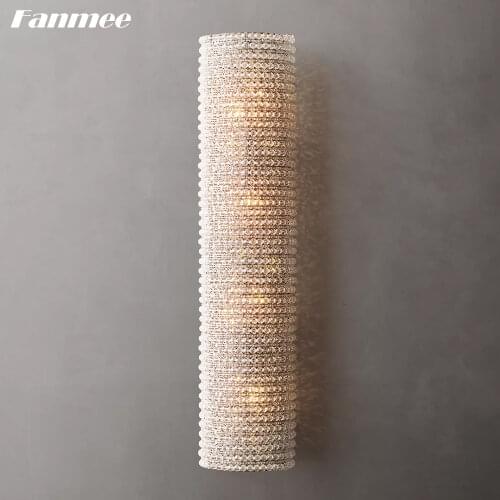 Vintage Crystal Beads Wall Mounted Light LED Minimalist Volumn Decorative Sconce Lamp Art Deco Corridor Bedroom Living Room Home