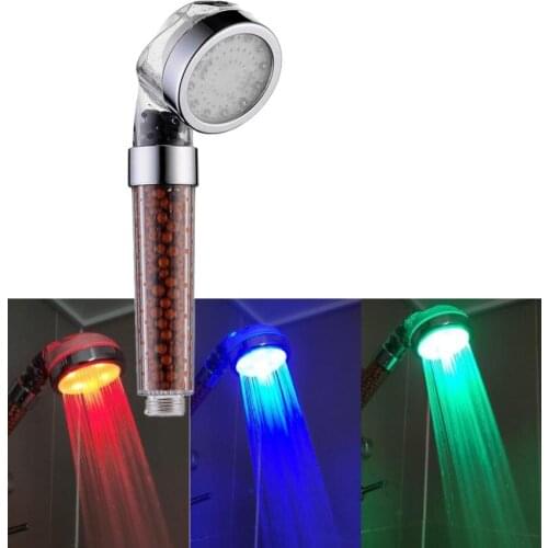 LED Light Shower head bath Showerhead Temperature Control sensor High Pressure Rainfall SPA 3 Color Water Saving Mineral Filter