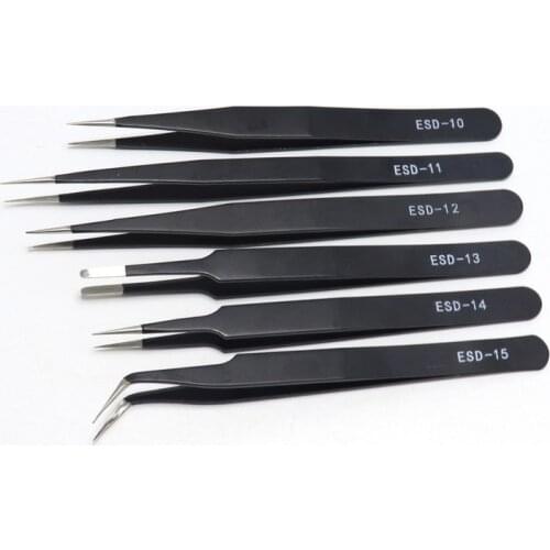 Stainless steel precision ESD anti-static tweezers pointed elbow can be customized tools birds nest clip grafting eyelash tweez
