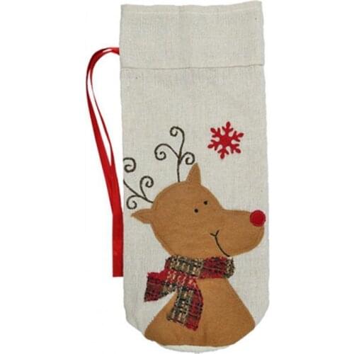 Fine Texture Wine Bottle Sleeve Handmade Imitation Linen Christmas Style Decorative Wine Bottle Cover for Christmas Decoration