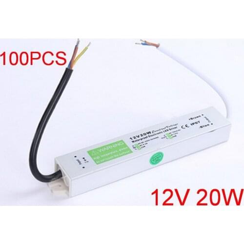 100pcs high quality 12V 20W DC12V 1.67A Waterproof Electronic LED Driver Transformer ,Switching Power Supply Mains Free Shipping