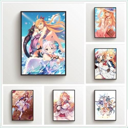 WTQ Canvas Painting Anime Posters Princess Connect Re Dive Pecorine Wall Decor Wall Art Picture for Living Room Decor