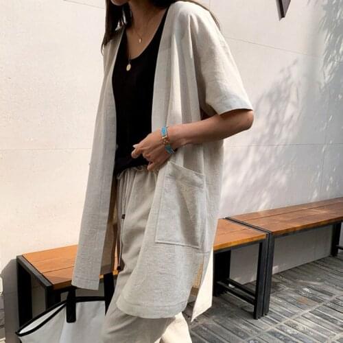 Mazefeng New 2020 Women Summer Blouse Shirts Casual Pockets Female Vintage Minimalist Fashionable Slit Loose Open Stitch Tops
