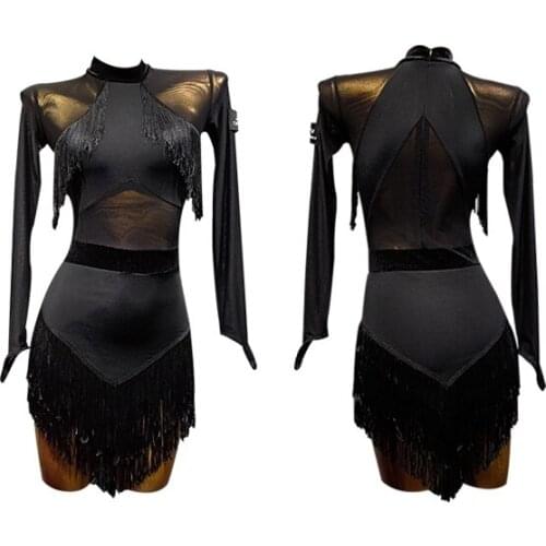 Tassel latin dance dress women salsa dress for women dance costumes dance wear pole dance clothing tango down ball gown