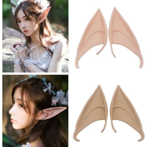 1 Pair Halloween Party Elven Elf Ears Pointed Anime Fairy Cosplay Costumes Vampire Soft Christmas Party Mask