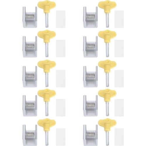10 Set Sliding Window Safety Lock Aluminum Alloy Slide Security Lock Stopper with Keys sliding door and window lock