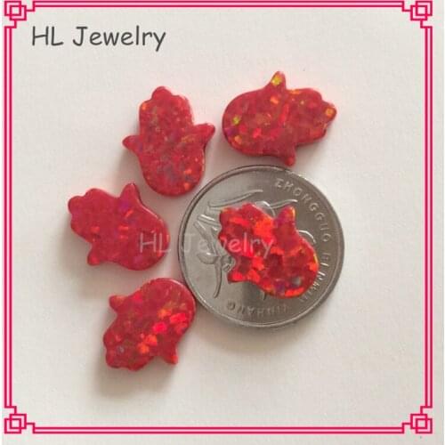 100PCS/Lot 11*13MM Synthetic Opal Hamsa Op45 Flame Opal Color Hand Opal Fatima Hamsa Opal