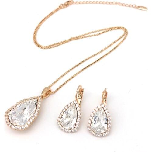 11.11 Triangle Dangle Earrings and Pendant Necklace Set made with Austria Crystal for Bridal Wedding Jewelry Christmas Girl Gift