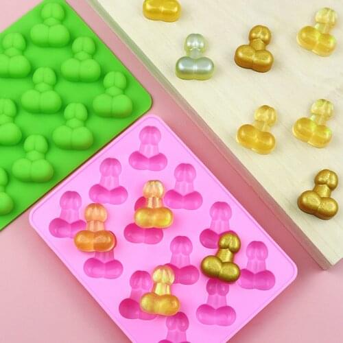 3DSexy Penis Silicone Cake Mold Chocolate Mold Jelly Ice Tray Mold Creative Party Cake Tray Mini Ice Cream 12Hole Baking Mold