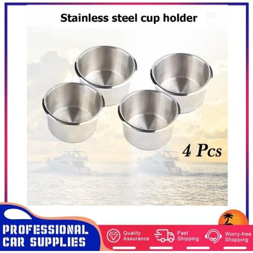 4pcs Car Stainless Steel Recessed Drop In Cup Drink Holder RV Camper Interior Accessories For Marine Boat Motorhome Van Truck