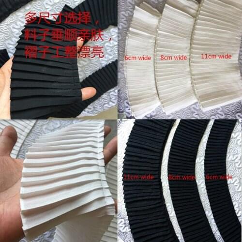 5Yard/Lot DIY Black White 3D Chiffon Pleated Lace Fabric Cuffs Organ Fold Doll Skirt Lace Trim Garment Hem Accessories