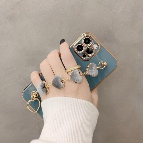 Velvet Love Bracelet Chain Cover for Samsung Galaxy S20 S21 Plus Note 20 Ultra S9 S10 A70 A50 A71 A72 A52 A51 Case Gold Plating