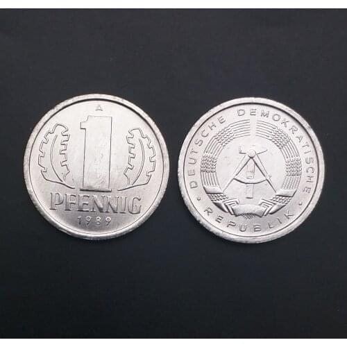Democratic Germany 1 Finney 1989 100% Real Original Coin Uncirculated Unc Collect Coins