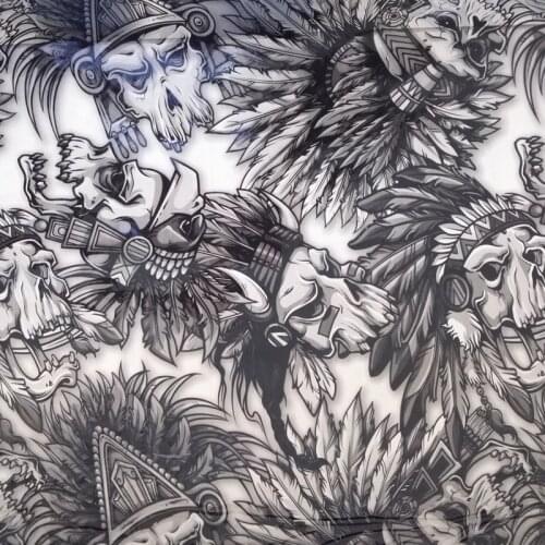 0.5*10m Free shippingTSKW063 width 0.5m 5sqm cartoon skull pattern water transfer printing hydrographics film hydro dipping film