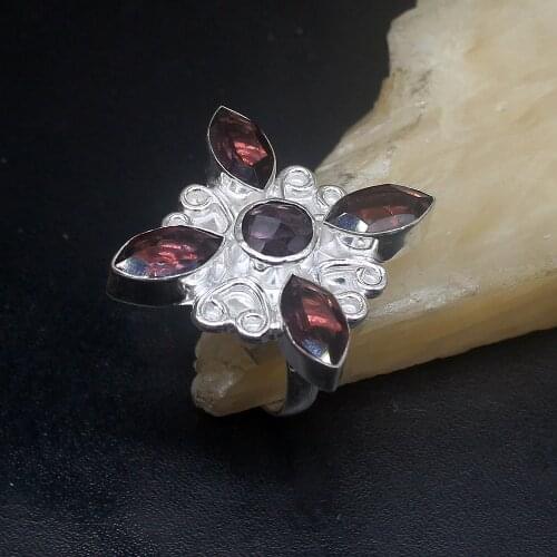 Hermosa Jewelry Fantasy Charms Purple Amethystt Unique Silver Color Wedding Charms Band Ring For Women Ladies Size 9 HD891