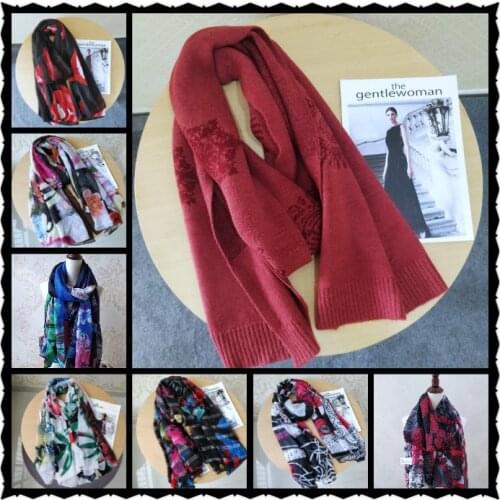 Spanish Desigual Ladies Fashion popular logo Scarf Shawl Printed Flower Character Long Towel Silk Thickening Shading and Warm