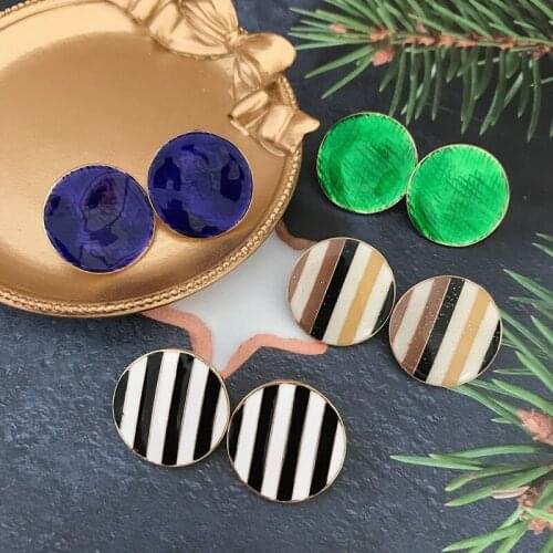 Round Enamel Earrings Geometry New Fashion Alloy Delicate Gift For Women Girl