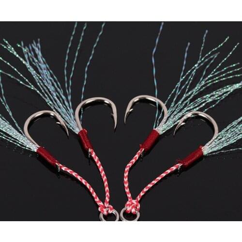 Jigbait Lure Barbed Hooks Fishing Hook Feather Jigs Double-hook Fur Bind Fishhook Lot 10 Pieces SALE