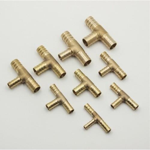 Brass Pagoda Barb Pipe Fittings Equal / Variable Diameter 3 Way T-type 4mm 5mm 6mm 8mm 10mm 12mm 14mm 16mm Oil / Water / Gas