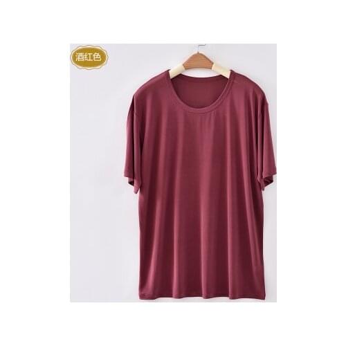 In the summer of mens silk short sleeve T-shirt 100% silk knitting round collar short sleeve blouse 7 color