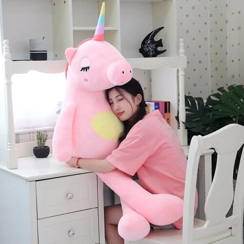 Hot 2020 arrival large unicorn plush toys cute rainbow horse soft doll stuffed animal best toys for children girl gift christmas
