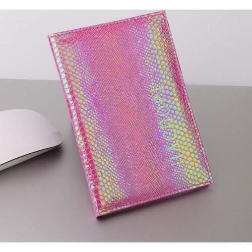 Fashion Shiny PU Leather Passport Cover for Women Travel Card Ticket Passport Holder Case Cute English Word Covers for Passport