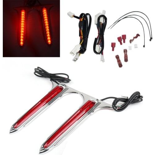 Motorcycle Chrome Wedge LED Brake Tail Light Rear Saddlebag Accents Lights With Smoke Lens For Harley Touring FLHR 2014-2018