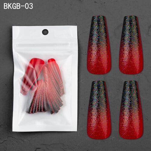 24pcs Ballerina Long Fake Nails Shimmer Glitter Press on Nails Grainy Full Cover False Stick on Fingernails Art Decoration Salon