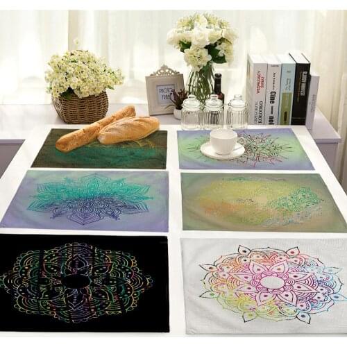 Mandala Printing Non-slip insulation Placemat coaster for table dinner Table Mats cotton linen Pads Home Decor 42*32cm 0052