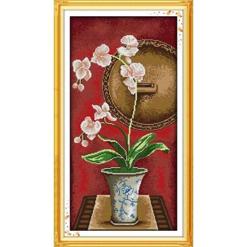 Orchid (5) cross stitch kit DIY hand embroidery set craft handmade needlework winter snow season skiing snowman set