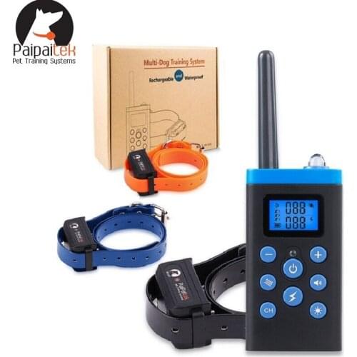 Paipaitek Remote Dog Training Shock Collar Barking Collar with a 1100 yd Remote Range Rechargeable and Waterproof for 3 Dogs