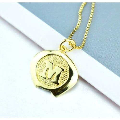 Initial A-Z Letters Necklace Gold Color Unique Apple Shape Charm Alphabet Pendant for Women Girls Unique Name Jewelry Gifts
