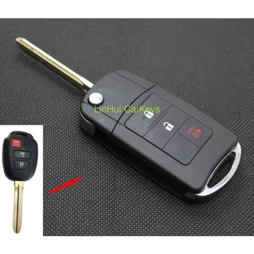 PINECONE Key Case for TOYOTA PRIUS RAV4 CAMRY Car Key 2+1 Buttons Remote Key Modified Blank Key Shell Cover With Blade 1 PC